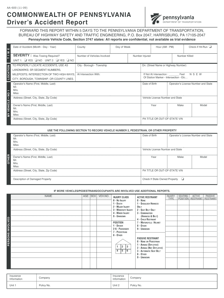 Aa600 Form 2009-2025